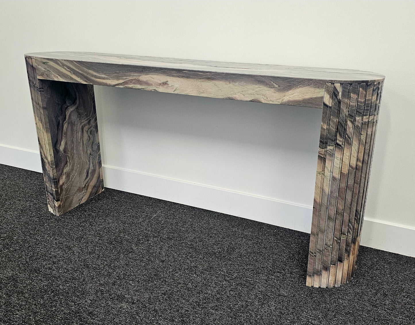 Modern Ridged Console Table in Explosion Blue Quartzite