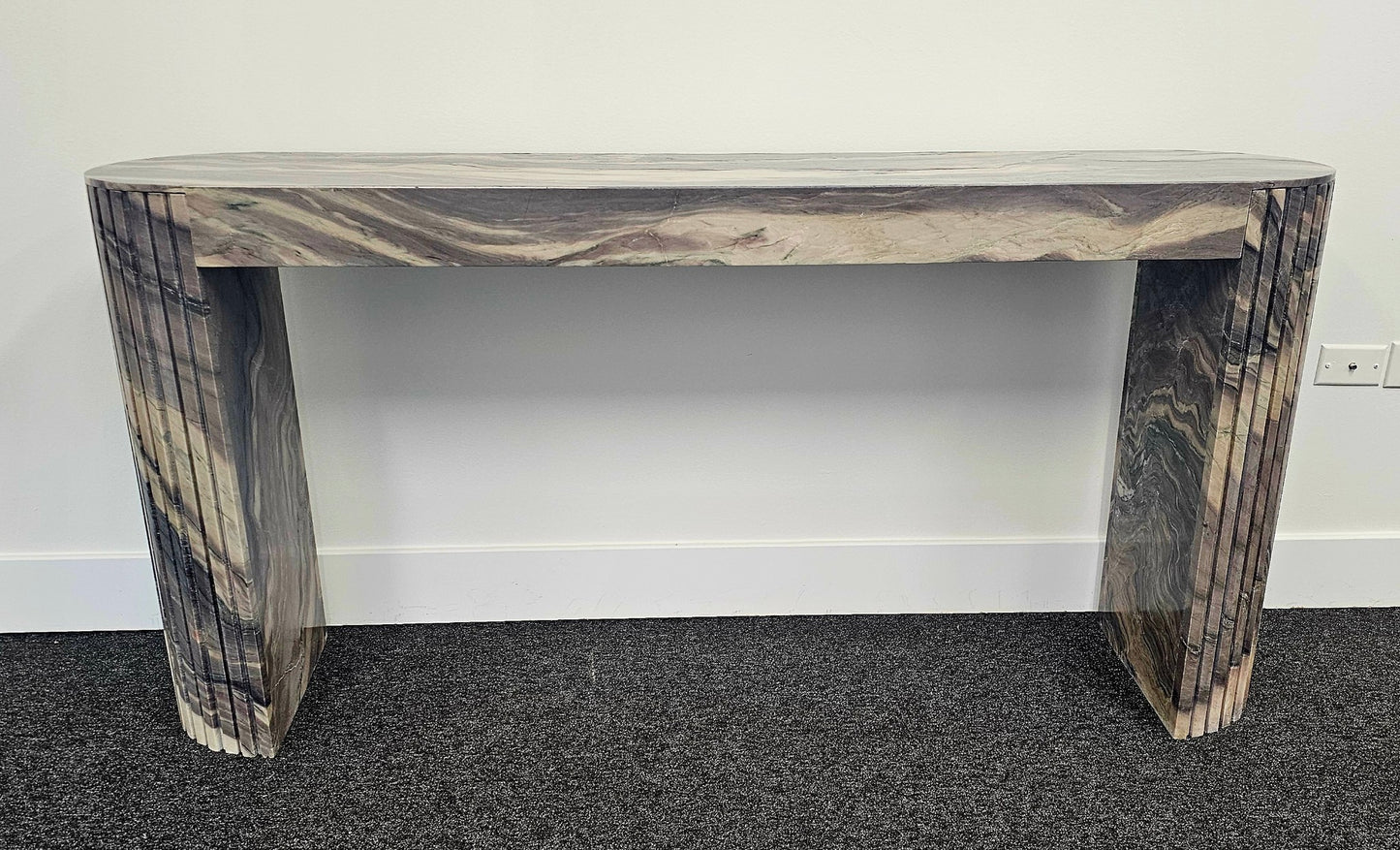 Modern Ridged Console Table in Explosion Blue Quartzite
