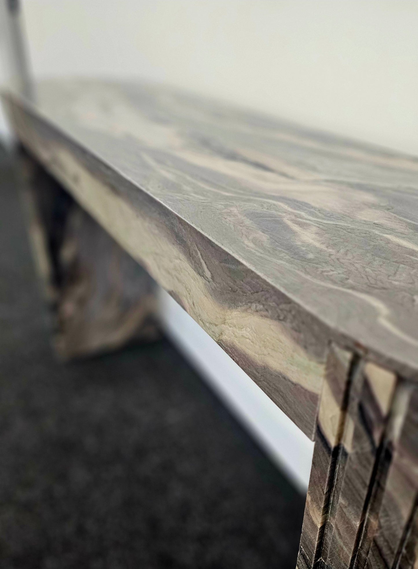 Modern Ridged Console Table in Explosion Blue Quartzite
