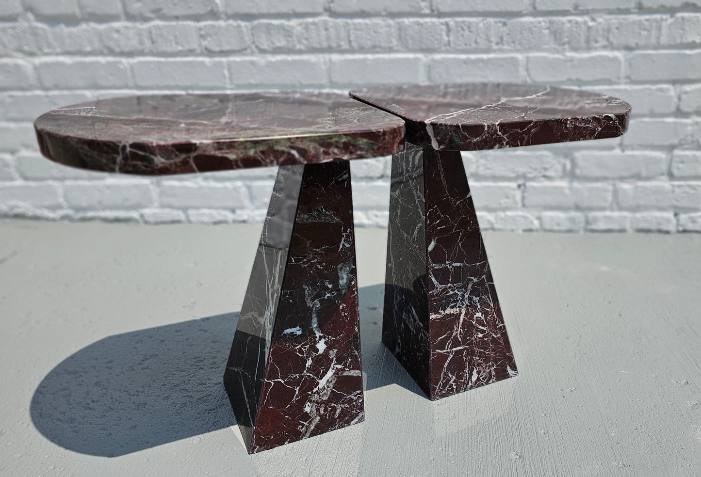 Two Matching Modern Marble End Tables
