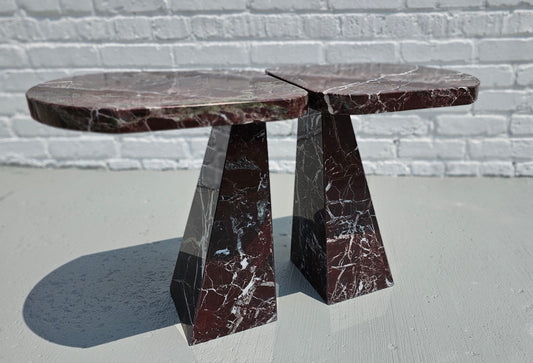 Two Matching Modern Marble End Tables