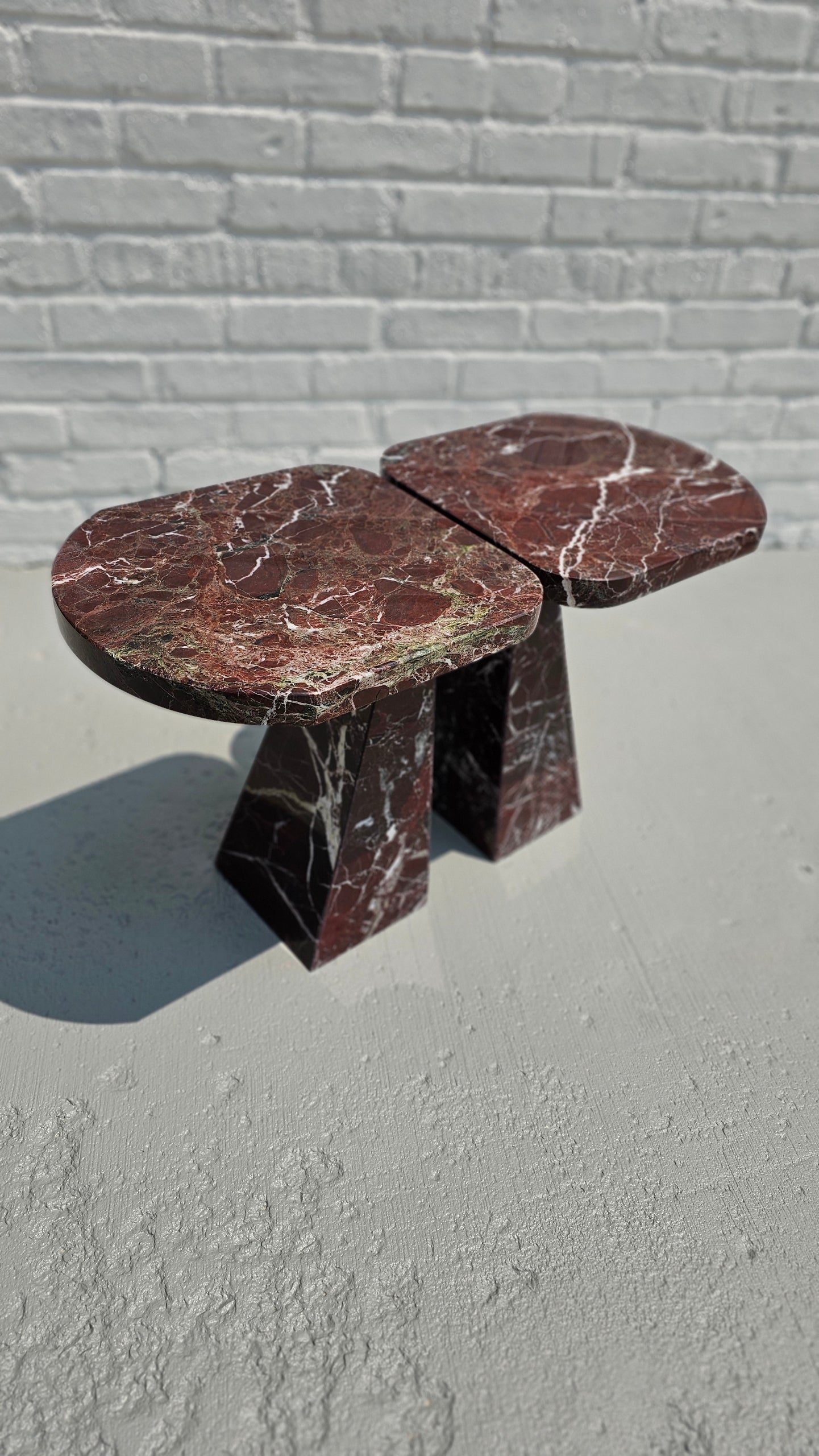 Two Matching Modern Marble End Tables