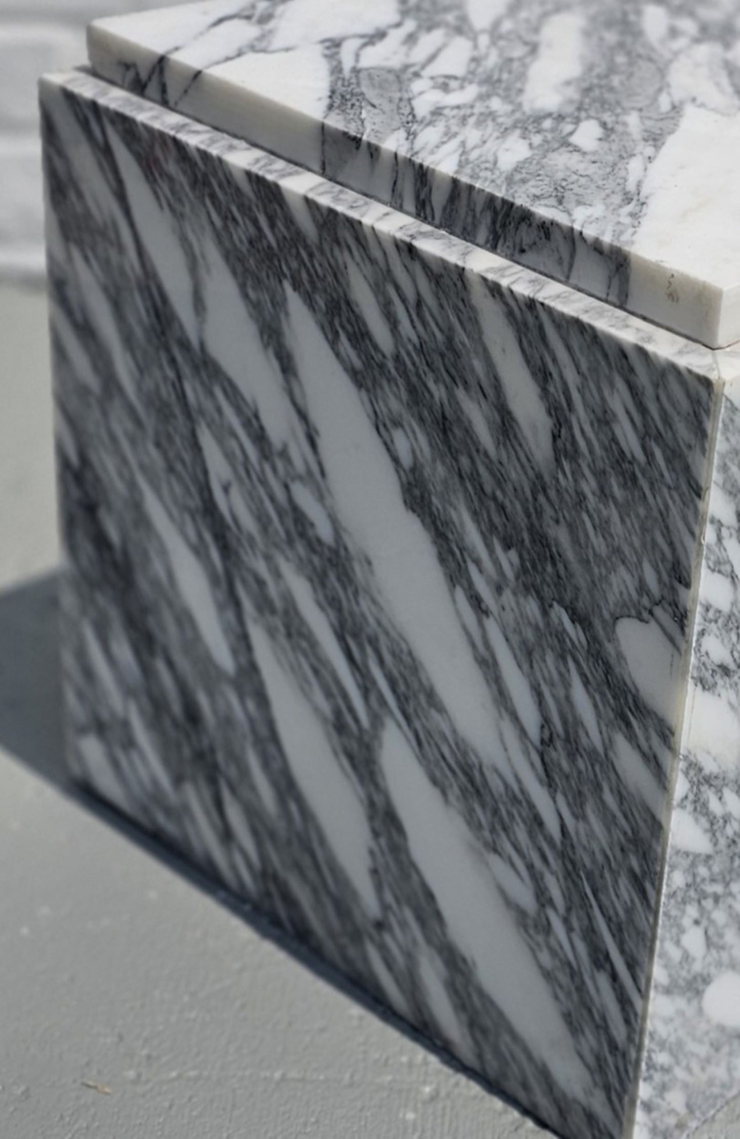 Small Arabescato White Marble Cube End Table